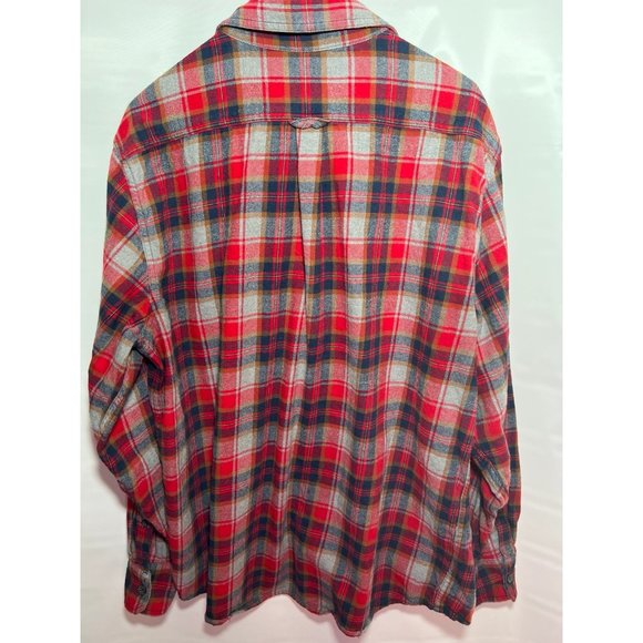 Eddie Bauer Shirt Mens xl Red Plaid Long Sleeve Button Down Flannel - Picture 2 of 5